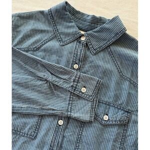 Hester Orchard Shirt Blue Stripe Tencel Western Button Down Sz Med NWT Farmcore